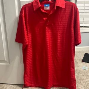 Men’s size medium red stripped polo